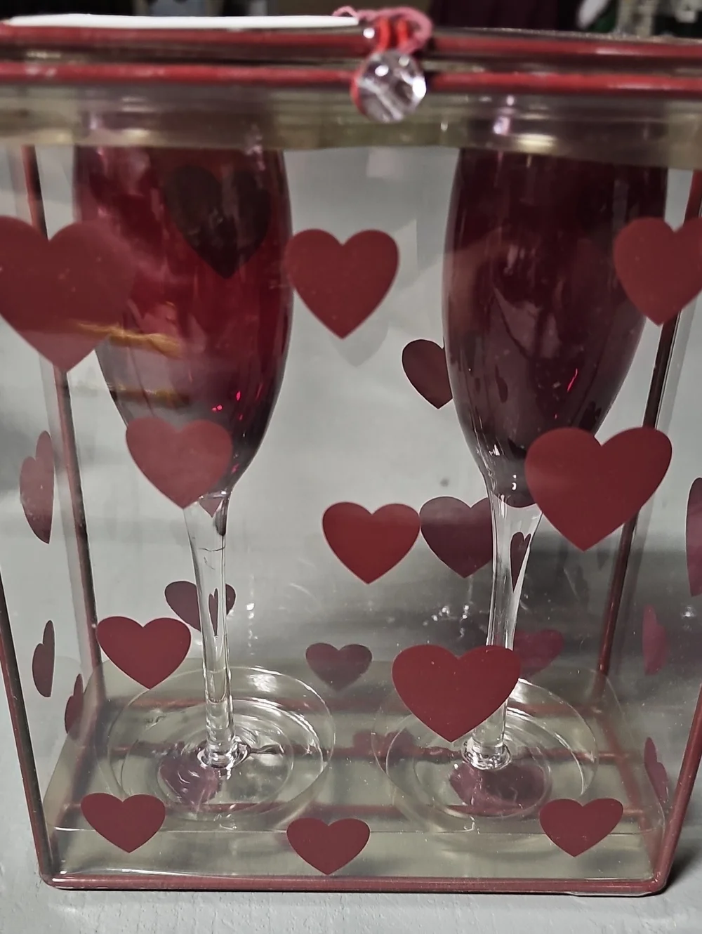 VTG Marshall Fields Red Heart Champagne Flutes Set Of 2 Rare Find NWT